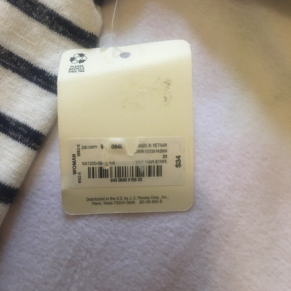 NWT ana Navy White stripes short sleeve light sweater 2X - Picture 5 of 10